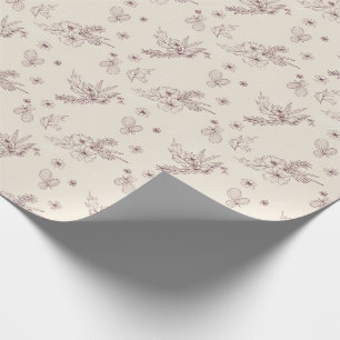 Regalo Papel de ajuste floral de crema de esténcil modern