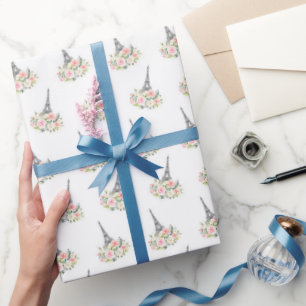 Regalo Papel de ajuste floral de París - Blanco