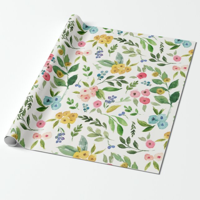 Regalo Papel de ajuste floral de primavera (Desenrollado)