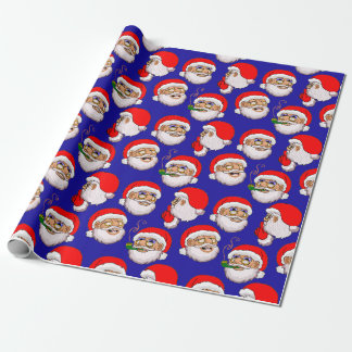 Regalo Papel de ajuste Fondo azul Santa