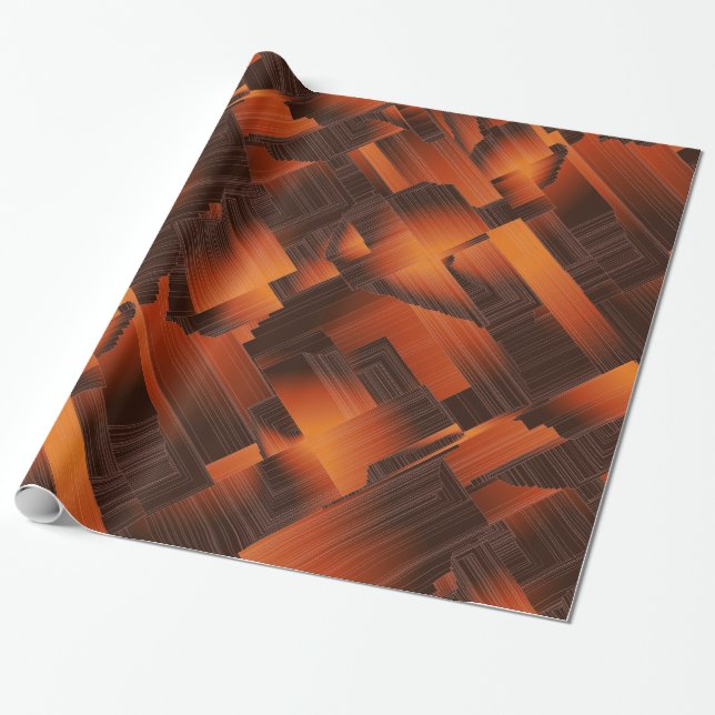Regalo Papel de ajuste fractal de Naranja quemado (Desenrollado)