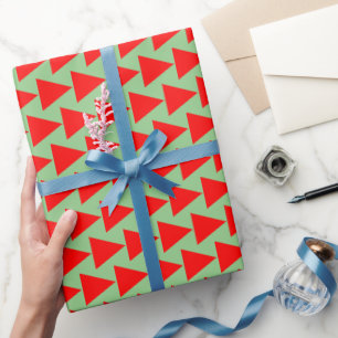 Regalo Papel de ajuste geométrico mínimo simple verde roj
