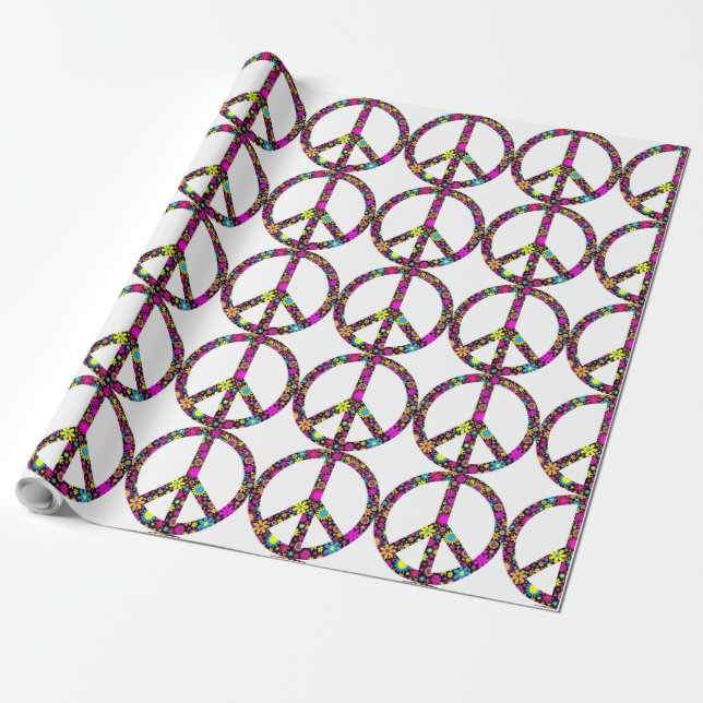 Regalo Papel de ajuste GROOVY FLORAL PEACE SIGN (Desenrollado)