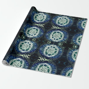 Regalo Papel de ajuste mate, mandala azul blanca