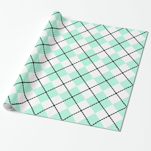 Regalo Papel de ajuste Mint Argyle (Desenrollado)