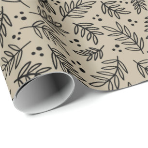 Regalo Papel de ajuste neutro moderno con hojas y puntos