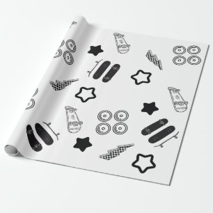Regalo Papel de ajuste para patinaje en blanco y negro