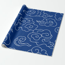 Papel de ajuste PATRÓN DE NUBE JAPONÉS AZUL