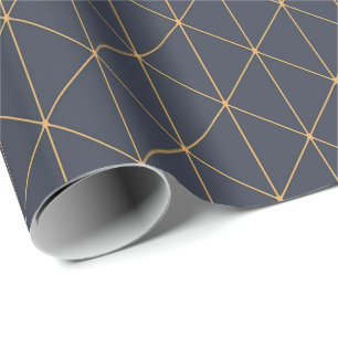 Regalo Papel de ajuste - Patrón geométrico de oro y azul