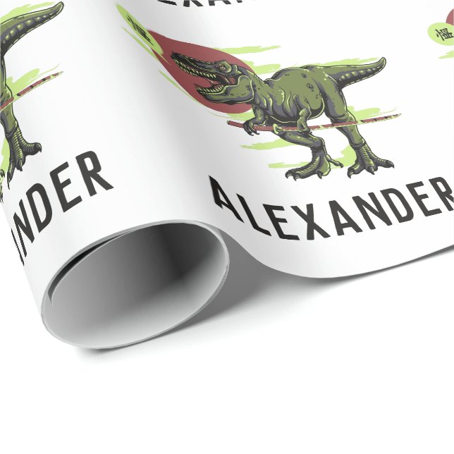 Regalo Papel de ajuste personalizado de dinosaurios (Esquina del rollo)
