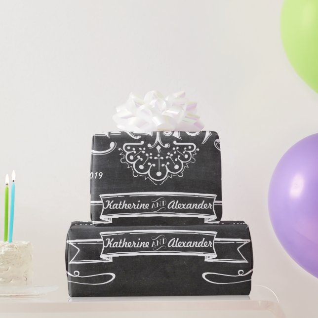 Regalo Papel de ajuste personalizado del Boda de pizarra (Regalos de fiesta)
