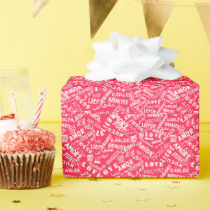 Regalo Papel de ajuste rosado de amor de texto