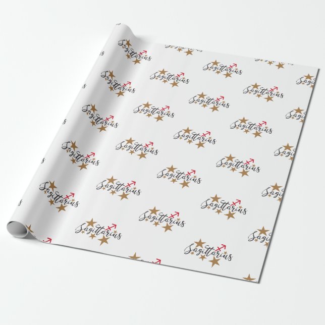 Regalo Papel de ajuste Sagittarius - Fondo blanco (Desenrollado)