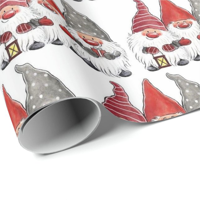 Regalo Papel de ajuste - Tres gnomos Navidades (Esquina del rollo)