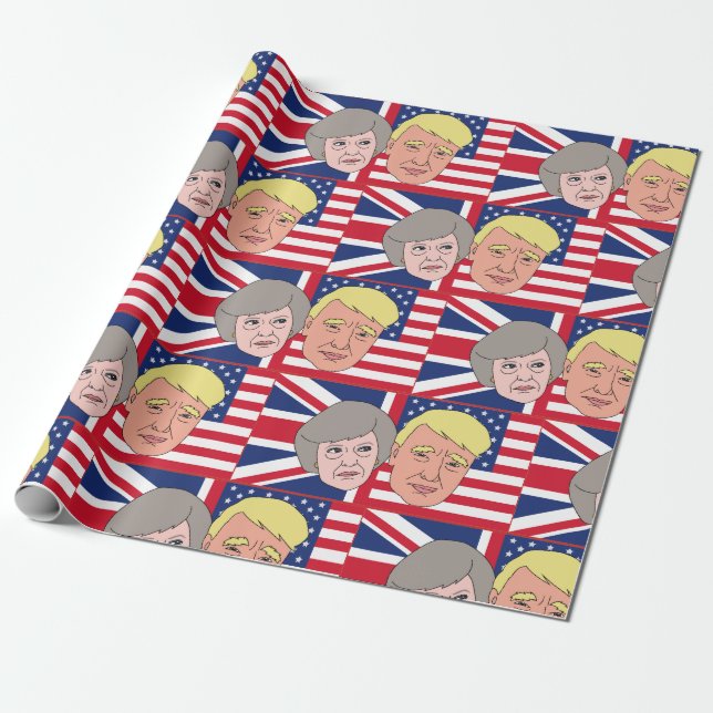 Regalo Papel de ajuste Trump y Theresa (Desenrollado)