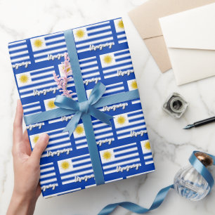 Regalo Papel de ajuste uruguayo, azul, bandera uruguaya