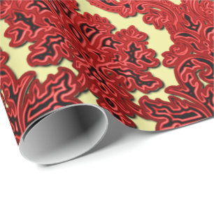 Regalo Papel de color rojo oscuro y del oro del navidad