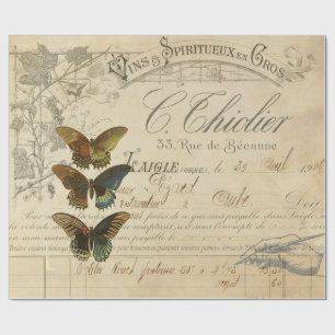 Regalo Papel de Decoupage de las Ephemeras de la mariposa