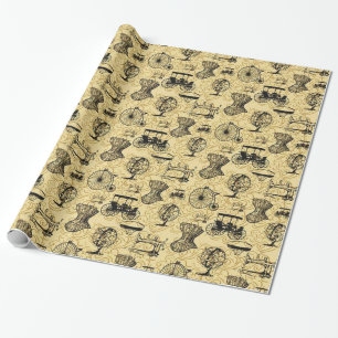 Regalo Papel de embalaje amarillo del modelo de Steampunk