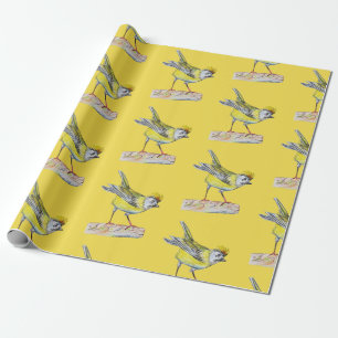 Regalo Papel de embalaje amarillo del pájaro, 30 en x 6
