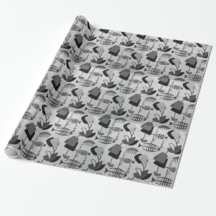 Regalo Papel de embalaje atómico blanco y negro del