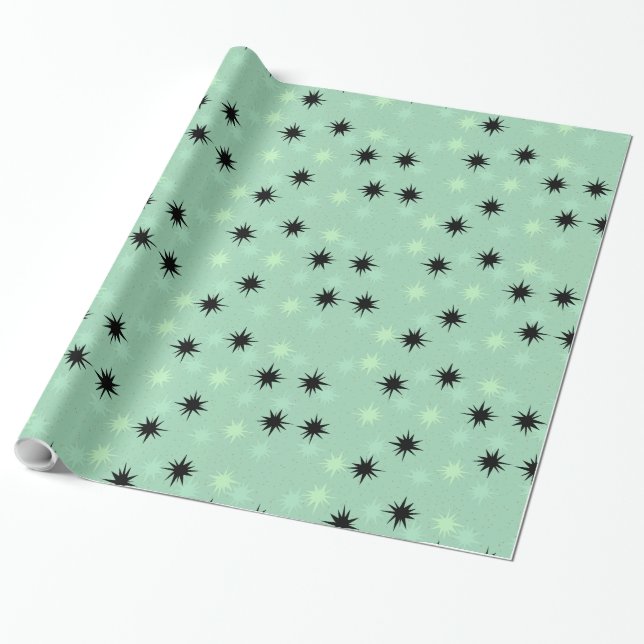 Regalo Papel de embalaje atómico de Starbursts del jade y (Desenrollado)