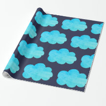 Papel de embalaje azul con las nubes
