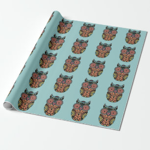 Regalo Papel de embalaje azul del búho del cráneo del