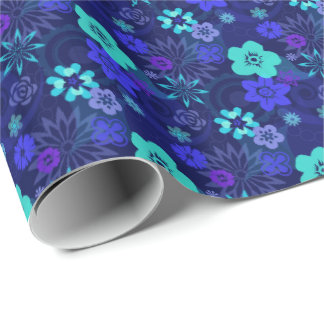 Regalo Papel de embalaje azul moderno de la flor