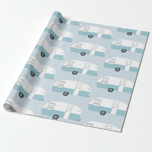 Regalo Papel de embalaje azul retro del remolque de