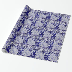 Regalo Papel de embalaje azul y blanco del diseño de la