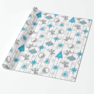 Regalo Papel de embalaje azul y de plata de los
