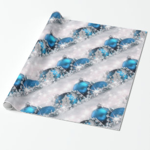 Regalo Papel de embalaje azul y de plata del navidad