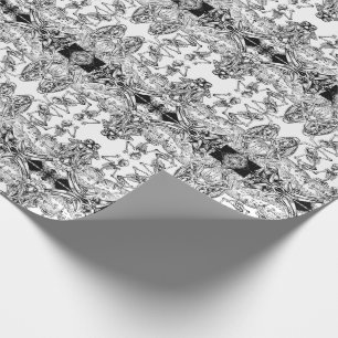 Regalo Papel de embalaje blanco macabro esquelético de