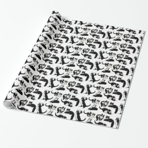 Regalo Papel de embalaje blanco negro de los gatos del