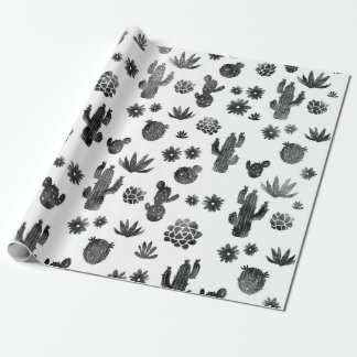 Regalo Papel de embalaje blanco y negro del cactus
