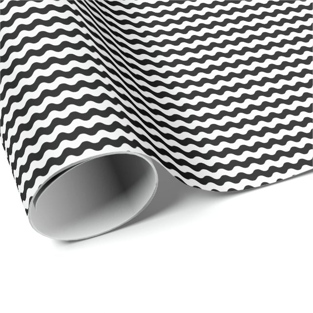 Regalo Papel de embalaje blanco y negro fino de las ondas (Esquina del rollo)