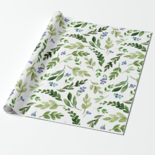 Regalo Papel de embalaje botánico de la acuarela
