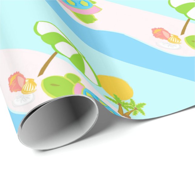 Regalo Papel de embalaje brillante rosado de la tortuga (Esquina del rollo)