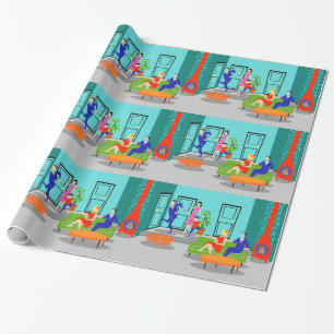 Regalo Papel de embalaje clásico retro de la televisión
