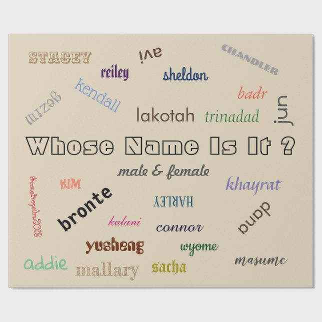 Regalo Papel de embalaje con nombres unisex por (Superficie plana)