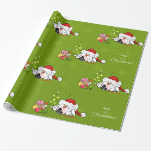 Regalo Papel de embalaje de bull terrier "Felices Navidad