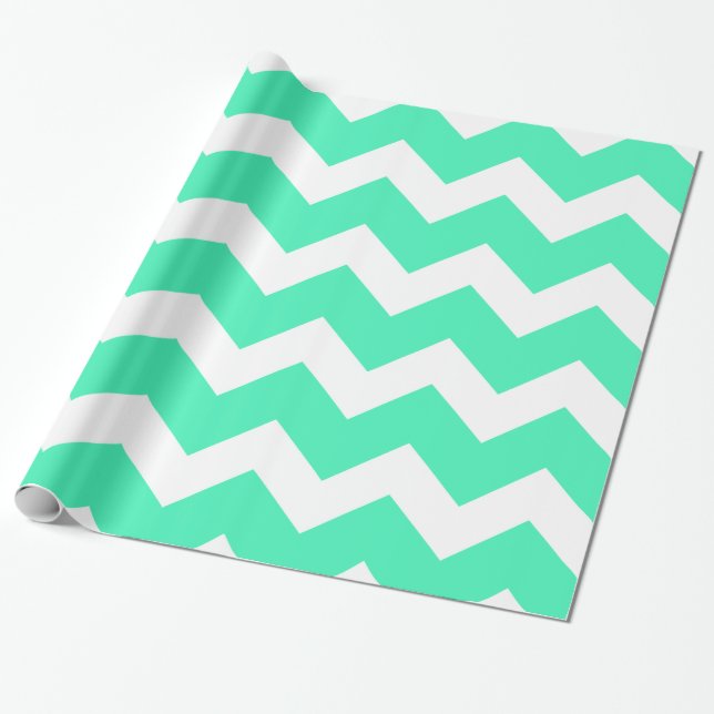 Regalo Papel de embalaje de Chevron de la verde menta (Desenrollado)