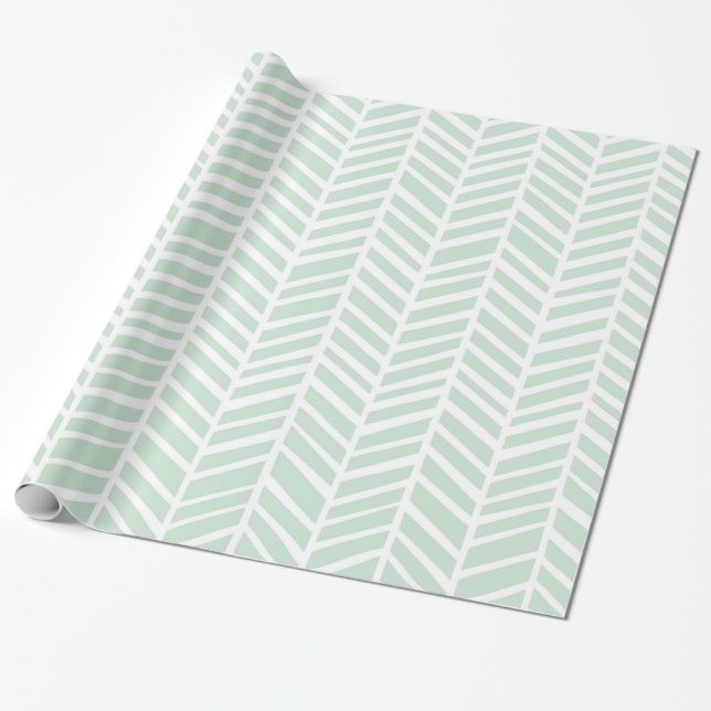 Regalo Papel de embalaje de Chevron - menta (Desenrollado)