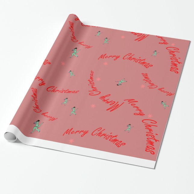 Regalo Papel de embalaje de Dino de las Felices Navidad (Desenrollado)