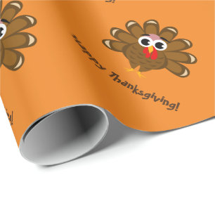 Regalo Papel de embalaje de encargo del pavo feliz de la