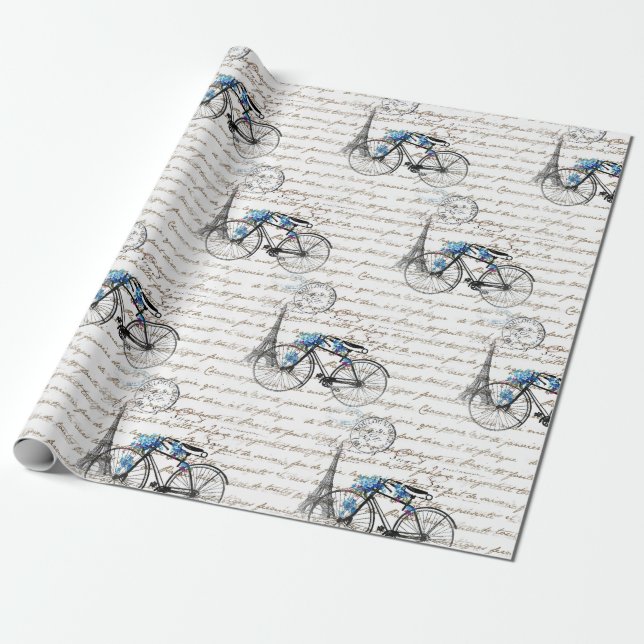Regalo Papel de embalaje de Forgetmenot de la bicicleta (Desenrollado)