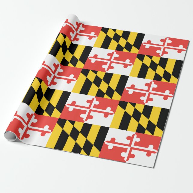Regalo Papel de embalaje de la bandera de Maryland, 30" x (Desenrollado)