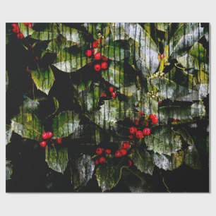 Regalo Papel de embalaje de la baya del acebo, 30" x 6'