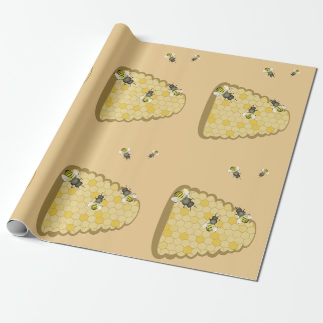 Regalo Papel de embalaje de la colmena de la abeja (Desenrollado)